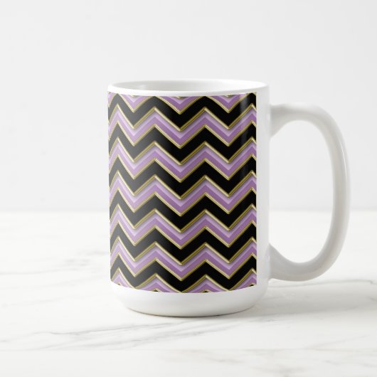 Amethyst Gold Black Zigzag Pattern Koffiemok (Rechts)