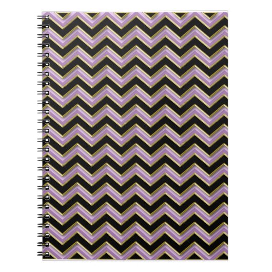Amethyst Gold Black Zigzag Pattern Notitieboek (Voorkant)
