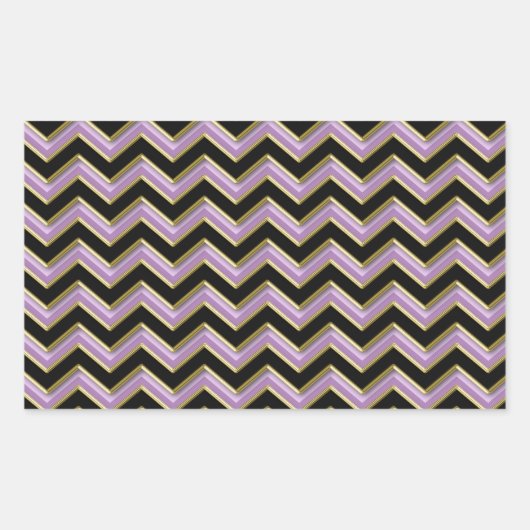 Amethyst Gold Black Zigzag Pattern Rechthoekige Sticker (Voorkant)