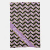 Amethyst Gold Black Zigzag Pattern Theedoek (Verticaal)