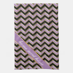 Amethyst Gold Black Zigzag Pattern Theedoek