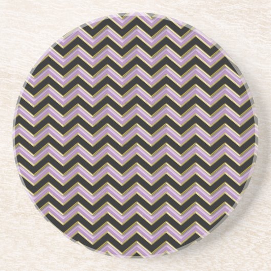 Amethyst Gold Black Zigzag Pattern Zandsteen Onderzetter (Voorkant)