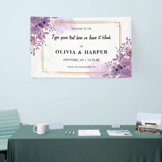 Amethyst  Golden Lijst-achtergrond bloemen Spandoek (Beurs)