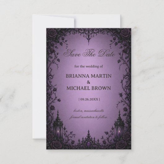 Amethyst Gotische Roos Save The Date (Voorkant)