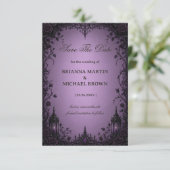 Amethyst Gotische Roos Save The Date (Staand voorkant)