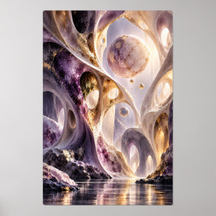 Amethyst Gouden Hemelse Bogen Surrealistische Wand Poster