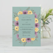 Amethyst Gouden Ranunculus Eucalyptus Bruiloft Kaart (Staand voorkant)