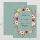 Amethyst Gouden Ranunculus Eucalyptus Bruiloft Kaart (Voorkant / Achterkant)