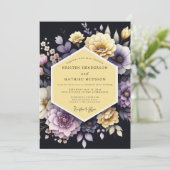 Amethyst Goudsbloem Bruiloft Kaart (Staand voorkant)