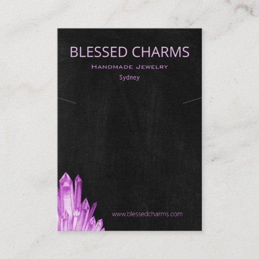 Amethyst Gypsy Boho Crystal Pendant Holder Display Visitekaartje (Voorkant)