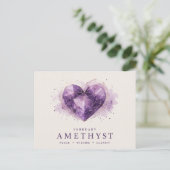 Amethyst Harten Geboortesteen Februari Briefkaart (Staand voorkant)