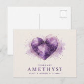 Amethyst Harten Geboortesteen Februari Briefkaart (Voorkant / Achterkant)
