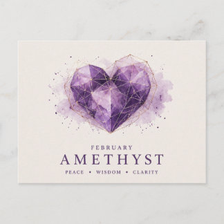 Amethyst Harten Geboortesteen Februari Briefkaart