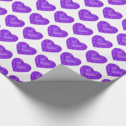 Amethyst hartritme waterverf patroon paars wit cadeaupapier (Hoek)