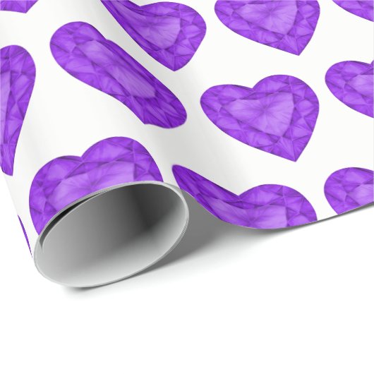 Amethyst hartritme waterverf patroon paars wit cadeaupapier (Rol Hoek)