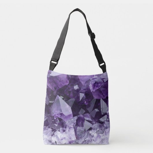 Amethyst Healing Crystal Cluster Crossbody Tas (Voorkant)