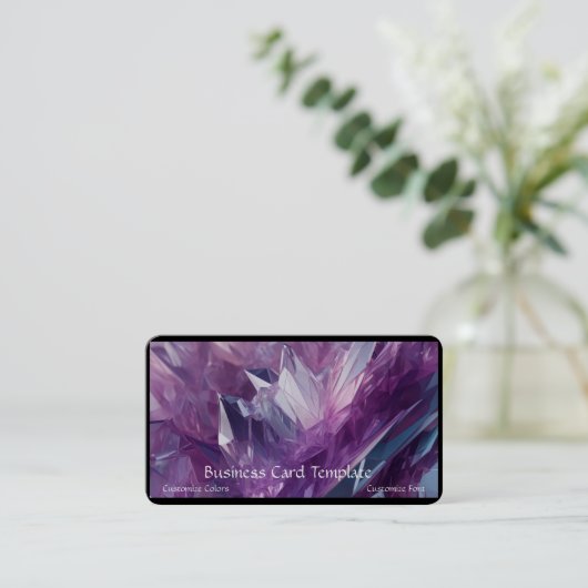 Amethyst Healing Crystals Visitekaartje (Staand voorkant)