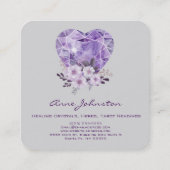 Amethyst Heart en Flowers Square Visitekaartje (Achterkant)