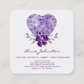 Amethyst Heart Floral Square Visitekaartje (Achterkant)