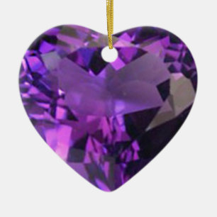 Amethyst Heart Keramisch Ornament