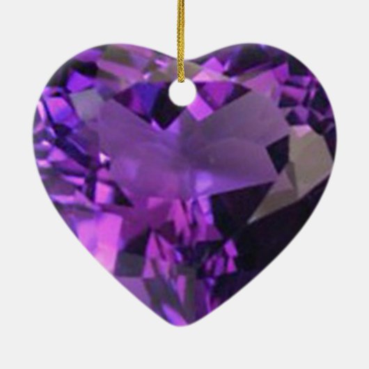 Amethyst Heart Keramisch Ornament (Achterkant)