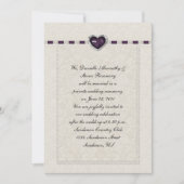Amethyst Heart Paars Ribbon & Lace Post Wedding Kaart (Voorkant)