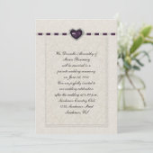 Amethyst Heart Paars Ribbon & Lace Post Wedding Kaart (Staand voorkant)