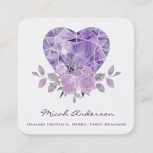 Amethyst Heart Paarse Rozen Vierkante Visitekaartje