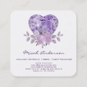 Amethyst Heart Paarse Rozen Vierkante Visitekaartje (Achterkant)