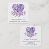 Amethyst Heart Paarse Rozen Vierkante Visitekaartje (Voorkant / Achterkant)