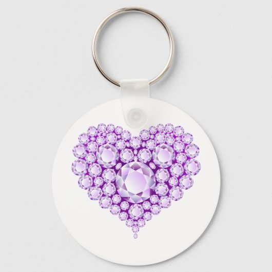 Amethyst Heart Pareltjes Sleutelhanger (Voorkant)