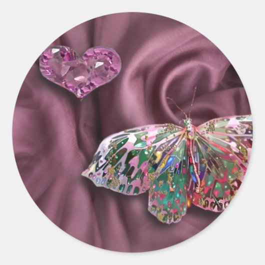 Amethyst Heart. Ronde Sticker (Voorkant)