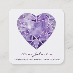 Amethyst Heart Square Visitekaartje