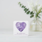Amethyst Heart Square Visitekaartje (Staand voorkant)