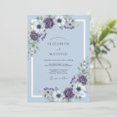 Amethyst Hemel Anemoon Bruiloft Kaart (Staand voorkant)