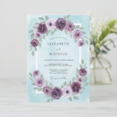 Amethyst Hemelbloemstuk Bruiloft Kaart (Staand voorkant)