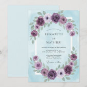 Amethyst Hemelbloemstuk Bruiloft Kaart (Voorkant / Achterkant)