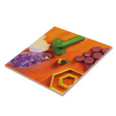 Amethyst Hexagons Crystals met kledingbedrijven Tegeltje (Zijkant)