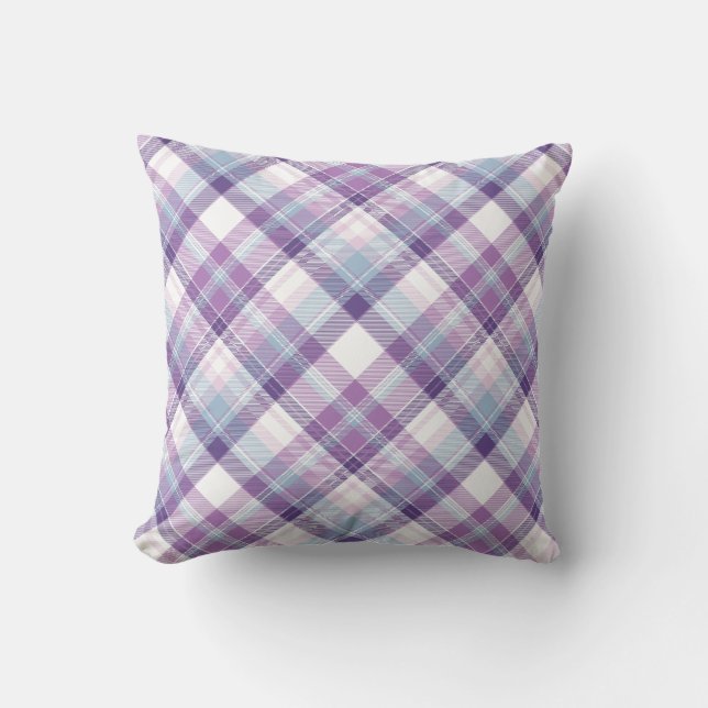 Amethyst Hues Plaid Kussen (Voorkant)