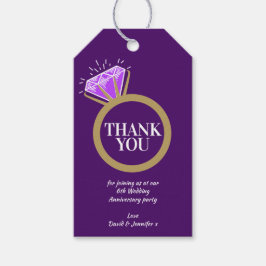 Amethyst huwelijksjubileum ring dank je favor cadeaulabel