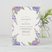 Amethyst Hydrangea Wisteria Bruiloft Kaart (Staand voorkant)