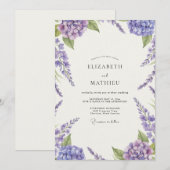 Amethyst Hydrangea Wisteria Bruiloft Kaart (Voorkant / Achterkant)