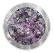 Amethyst in geborsteld metaal Lijst Keramische Knop (Voorkant)