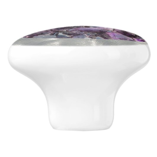 Amethyst in geborsteld metaal Lijst Keramische Knop (Zijkant)