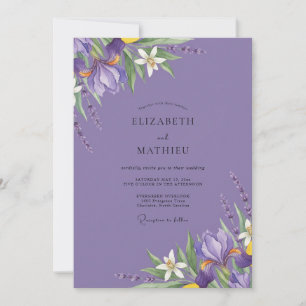 Amethyst Iris Loofwerk Eucalyptus Bruiloft Kaart