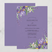 Amethyst Iris Loofwerk Eucalyptus Bruiloft Kaart (Voorkant / Achterkant)