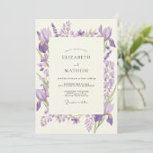 Amethyst Iris Paarse Eucalyptus Bruiloft Kaart (Staand voorkant)