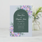 Amethyst Iris Smaragd Eucalyptus Bruiloft Kaart (Staand voorkant)