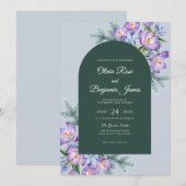 Amethyst Iris Smaragd Eucalyptus Bruiloft Kaart (Voorkant / Achterkant)