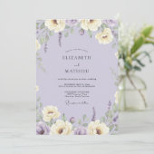 Amethyst Ivoor Wijnstok Bruiloft Kaart (Staand voorkant)